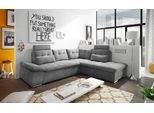 Ecksofa ED EXCITING DESIGN "Nalo L-Form", grau (dunkelgrau), B:260cm H:103cm T:219cm, 95% Polyester, 5% Nylon, Sofas, Ecksofa, mit Bettfunktion, Armteilverstellung, Kopfstützen & 2 Nierenkissen