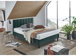 Boxbett "Nikola", grün (dunkelgrün), B:142cm L:210cm, ATLANTIC HOME COLLECTION, Komplettbetten, Boxbett, Massivholzfüßen, mit / ohne Matratze, in H2 und H3 erhältlich