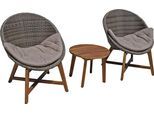 Garten-Essgruppe GARDEN PLEASURE "Sitzgruppe Sitzgrupp »RENO«", grau (nelkengrau, schwarz), Kissenbezug: 100% Polyester, Sitzmöbel-Sets, Garten-Essgruppe, 2 Sessel, Tisch Ø50 cm, inkl Auflagen