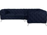 Chesterfield-Sofa HOME AFFAIRE "Ecksofa GLYNIS L-Form mit Wellenunterfederung, Maße B/T/H 264/204/75cm", blau (deep ocean), B:264cm H:75cm T:204cm, Struktur (100% Polyester);Samtoptik (100% Polyester), Sofas, Chesterfield-Sofa, aufwändige Knopfheftung, moderne Chesterfield Optik, Fußfarbe wählbar
