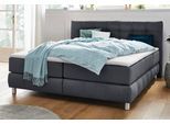 Boxspringbett HOME AFFAIRE "Salo XXL", grau (anthrazit), B:214cm L:231cm, Komplettbetten, Boxspringbett, in Samtoptik oder Struktur, 6 Breiten in Überlänge 220cm, 4 Härtegrade