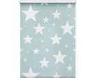 Seitenzugrollo LICHTBLICK ORIGINAL "Rollo Klemmfix, ohne Bohren, blickdicht, Sterne", blau (petrol, weiß), B:80cm H:150cm, Polyester, Rollos, Seitenzugrollo