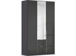 Drehtürenschrank OTTO HOME "Kleiderschrank Schrank Garderobe AGORDO mit Dekor- oder Hochglanzfront", grau (graumetallic, hochglanz effektgrau), B:136cm H:229cm T:54cm, Holzwerkstoff, Schränke, Drehtürenschrank, mit Außenschubkästen, in 7 Breiten und 2 Höhen MADE IN GERMANY
