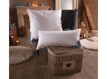 Federkopfkissen HAEUSSLING "Hygge Home Plissee (biobasiert)", weiß, B:80cm L:80cm, Bezug: 100% Baumwolle. Füllung: 85% Entenfeder, 15% Entendaune, Kopfkissen, Federkopfkissen
