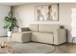 Ecksofa OTTO HOME "Zacharia wahlweise Schlafsofa mit Bettkasten, B/T/H 250/166/86 cm", beige, B:250cm H:86cm T:166cm, 100% Polyester, Sofas, Ecksofa, L-Form mit Wellenunterfederung, Recamiere beidseitig montierbar