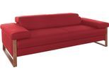2,5-Sitzer W.SCHILLIG "finn", rot (ruby rot z59), B:230cm H:71cm T:106cm, Flachgewebe S22 (100% Polyester);Stoff S37 (100% Polyester);Longlife Xtra-Leder Z59: Glattleder mit modischer Prägung. Hautstärke 0, 9 - 1, 1 mm, Sofas, 2 5-Sitzer, German Design Award 2016, Fußgestell Nussbaum natur, Breite 230 cm