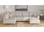 Wohnlandschaft HOME AFFAIRE "CHARRE U-Form mit Ottomane, Maße B/T/H: 310/161/81 cm", beige (creme), B:310cm H:81cm T:161cm, 92% Polyester, 8% Nylon, Sofas, Wohnlandschaft, feine Steppung, lose Rücken- und Zierkissen, auch in Cord und Bouclé