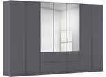 Drehtürenschrank OTTO HOME "Kleiderschrank Schrank Garderobe AGORDO mit Dekor- oder Hochglanzfront", grau (graumetallic), B:315cm H:229cm T:54cm, Holzwerkstoff, Schränke, Drehtürenschrank, mit Außenschubkästen, in 7 Breiten und 2 Höhen MADE IN GERMANY