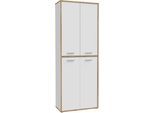 Aktenschrank FORTE "Keflav", weiß (weiß, artisan eiche), B:84,5cm H:226,4cm T:41,5cm, Dekorfolie, FSC-zertifizierter Holzwerkstoff, Schränke, Aktenschrank, Breite 84,5 cm