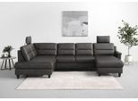 Wohnlandschaft SIT & MORE "Farö U-Form", grau (anthrazit), B:325cm H:90cm T:187cm, Sofas, Wohnlandschaft, inklusive Federkern, wahlweise mit Bettfunktion und Bettkasten