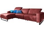 Ecksofa HOME AFFAIRE "Juist L-Form", rot, B:290cm H:85cm T:180cm, NaturLEDER (echtes Rindsleder);Luxus-Microfaser Lederoptik 100% Polyester, Sofas, Ecksofa, mit Kopfteilverstellung und schwarzen Metallkufen