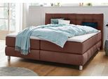 Boxspringbett HOME AFFAIRE "Salo XXL", braun, B:194cm L:231cm, Komplettbetten, Boxspringbett, in Samtoptik oder Struktur, 6 Breiten in Überlänge 220cm, 4 Härtegrade