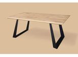 Esstisch HOME AFFAIRE "Team Esszimmertisch, Küchentisch, Speisetisch, mit Schweizer Kante", beige (natur, schwarz, natur), B:180cm H:73cm T:90cm, Tische, Esstisch, U-Gestell aus Metall, 2cm starke Tischplatte auf 4cm gedoppelt
