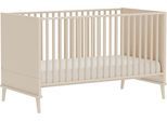 Babybett PAIDI "EEFJE 70x140cm in Beige, umbaubares Kinderbett mit Massivholz", cashmere, beige, B:147cm H:88cm T:76cm, Holzwerkstoff, Massivholz, Babybetten, Babybett, Gitterbett 4-fach höhenverstellbar, entnehmbare Sprossen, Juniorbett