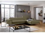 Ecksofa W.SCHILLIG "piedroo, Designsofa mit tollem Sitzkomfort, bequem, L-Form", grün (camouflage z69), B:343cm H:70cm T:193cm, Longlife Xtra-Leder Z69: Das feinnarbige, gedeckte Softleder Z69 besticht durch seine außergewöhnliche Weichheit im trendigen »Vintage-Look«, Hautstärke 0, 9 - 1, 1 mm, Sofas, Ecksofa, Kopfteilverstellung, wahlweise mit Sitztiefenverstellung, Breite 343cm