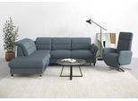 Ecksofa SIT & MORE "Grenoble L-Form mit Federkern", blau (blau, grau), B:247cm H:85cm T:222cm, Sofas, Ecksofa, wahlweise mit Bettfunktion, Bettkasten, Arm- und Kopfteilverstellung