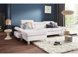 Ecksofa EXXPO - SOFA FASHION "Fiji, hochwertige Detailverarbeitung, Breite 292cm, L-Form", weiß (altweiß), B:292cm H:98cm T:167cm, Luxus-Kunstleder;Webstoff (100% Polyester);Webvelours (100% Polyester), Sofas, Ecksofa, bequem durch Kopf- und Armteilverstellung, wahlweise mit Bettfunktion