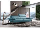 2,5-Sitzer EGOITALIANO "Anais, Designsofa mit erstklassigem Sitzkomfort, Fußfarbe schattengrau", blau (türkis), Sofas, B/H/T: 232cm x 74cm x 106cm, Leder CAREZZA, Leder CAREZZA (echtes Rindsleder) ist ein Naturleder, dass die ursprünglichen Eigenschaften der Haut nicht verändert. Das Vorhandensein von verheilten Narben, Körnungsunterschiede, Falten, Adern, Unterschiede in den Farbtönen und andere