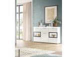 Sideboard HOME AFFAIRE "FLORENZ, hochwertige MDF-Front,Rillenfräsung,2 Glastüren,1 Schublade", weiß (weiß hochglanz tiefzieh), B:125cm H:81cm T:37cm, Sideboards, Sideboard, Sideboard, Anrichte, Wohnzimmerschrank