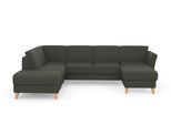 Wohnlandschaft SIT & MORE "Visby U-Form", grau (anthrazit), B:303cm H:87cm T:213cm, Sofas, Wohnlandschaft, wahlweise mit Bettfunktion und Stauraum, frei im Raum stellbar