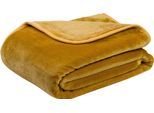 Wohndecke GÖZZE "Premium Cashmere Feeling", gelb (senf), B:130cm L:170cm, Polyester, Wohndecken, Wohndecke, mit premium Cashmere Feeling, Kuscheldecke