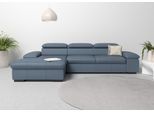 Ecksofa HOME AFFAIRE "Alberto L-Form", blau (graublau), B:286cm H:73cm T:174cm, Luxus-Microfaser Lederoptik (100% Polyester);Luxus-Microfaser ALTARA NUBUCK (100% Polyester);Luxus-Microfaser weich (90% Polyester, 10% Polyamid);Microfaser Antiklederoptik, Sofas, Ecksofa, mit Kopfteilverstellung, wahlweise mit Bettfunktion