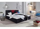 Polsterbett "Malibu", schwarz (schwarz, rot), B:212cm L:212cm, Bezug Bett: Microfaser (100% Polyester);Bonnell-Federkernmatratze: 51% Polypropylen, 39% Polyester und 10% Baumwolle;Kaltschaummatratze: 100% Polyester, Bezug abnehm- und waschbar bis 60C, WESTFALIA SCHLAFKOMFORT, Betten, Polsterbett, inkl. Bettkasten bei Ausführung mit Matratze