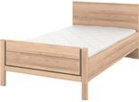 Holzbett MUSTERRING "Sorrent, Bettgestell, Bettrahmen, teilmassiv Eiche", braun (weiß, neutral), B:120cm L:210cm, Betten, Holzbett, Eiche teilmassiv, Liegehöhenverstellung, Stollenfußteil