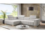 Ecksofa EXXPO - SOFA FASHION "Elianos, hoher Sitzkomfort, aufwendige Kreuzsteppung im Sitz, L-Form", linen, B:307cm H:73cm T:201cm, Sofas, Ecksofa, Kopfteile & Sitztiefe verstellbar, ohne Bettfunktion