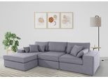 Ecksofa OTTO HOME "Florid L-Form", grau (hellgrau), B:280cm H:75cm T:162cm, Baumwollmix (60% Baumwolle/40% Leinen);Struktur fein (100% Polyester);Samtoptik (100% Polyester);Samtvelours (100% Polyester);Struktur (100% Polyester);Struktur recycelt (100% recyceltes Polyester), Sofas, Ecksofa, 3 Teile, bestehend aus Modulen, viele Bezugsqualitäten, auch in Cord