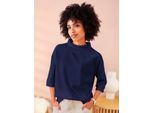 Sweatshirt HEINE, Damen, Gr. 48, blau (marine), 50% Modal, 44% Polyester, 6% Elasthan, unifarben, Sweatshirts Sweatshirt