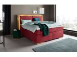 Boxspringbett HOME AFFAIRE "Cup", rot (bordeaux), B:190cm L:206cm, Bezug: Luxus-Microfaser (100% Polyester);Bezug: Microfaser (100% Polyester), Komplettbetten, Boxspringbett, mit LED-Beleuchtung, Massivholzrahmen und Topper, in 2 Härtegraden