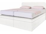 Boxspringbett, weiß, B:195cm L:212cm, Box und Kopfteil: Microvelours (100% Polyester) oder Kunstleder (Polyurethan);Bezug der Obermatratze: 100% Polyester, WESTFALIA SCHLAFKOMFORT, Komplettbetten, Boxspringbett, wahlweise mit Bettkasten
