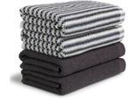 Handtuch Set MÖVE "Bliss Handtuch Set", schwarz-weiß (graphite), 4 Stk., Walkfrottier, Walkfrottier, Obermaterial: 100% Baumwolle, Handtuch-Sets, Handtuch Set, Perlstruktur mit leichtem Massageeffekt