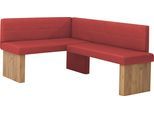 Eckbankgruppe MASSIVLINE & MORE "Anna", rot (eichefarben, lotos 5269 rot, rot, eichefarben), Kunstleder, Langer Schenkel rechts (130/169cm), Holzwerkstoff, Kunstleder, Sitzmöbel-Sets, Eckbankgruppe, mit 2 Stühlen mit massiven Gestell