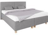 Boxspringbett, grau (strukturstoff grau), Liegefläche B/L: 180cm x 200cm, H3, 7-Zonen-Kaltschaummatratze, WESTFALIA SCHLAFKOMFORT, Komplettbetten, Boxspringbett, mit Zierkissen