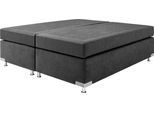 Boxspringbett "Holland", grau (anthrazit), B:162cm L:201cm, Microvelours (100% Polyester), WESTFALIA SCHLAFKOMFORT, Komplettbetten, Boxspringbett, ohne Kopfteil, frei im Raum stellbar