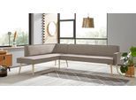 Eckbank EXXPO - SOFA FASHION "Lungo, moderne Kedernaht, bequem und elegant, hoher Holzfuß", grau (melange), B:198cm H:84cm T:260cm, 100% Polyester, Sitzbänke, Eckbank, hochwertige Detailverarbeitung, frei im Raum stellbar