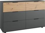 Schubkastenkommode WIMEX "Gibraltar", grau (artisan, eiche, nachbildung, graphit), B:130cm H:83cm T:41cm, Holzwerkstoff, Sideboards, Schubkastenkommode