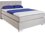 Boxspringbett JOCKENHÖFER GRUPPE "Evita", beige (braun, beige 142, 08), B:147cm L:211cm, Topper: 100% Polyurethan, Bezug (100% Polyester) abnehmbar und waschbar bis 60º C;Bettgestell und seitliche Einfassung der Matratzen: Strukturstoff (57, 7% Polypropylen, 42, 3% Polyester);Spiegelfläche der Matratzen: 100% Polyester, Komplettbetten, Boxspringbett, inkl. Topper und Kissen, erhältlich in 140 & 18