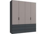Falttürenschrank WIMEX "Oxford by fresh to go, in der Breite 200cm, in 2 Höhen erhältlich", grau (grafit, saharagrau), Schränke, Kinder, Grafit, B/H/T: 200cm x 236cm x 58cm, Schubladen: 6 Stk. Türen: 4 Stk. ohne Spiegel, Holzwerkstoff, Falttürenschrank, mit hochwertigen Falttüren für den perfekten Überblick, B:200cm H:236cm T:58cm