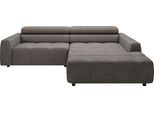 Ecksofa 3C CANDY "Denver auch mit Cord- und Easy care-Bezug, Kopfteilverstellung L-Form", grau, B:258cm H:68cm T:217cm, 95% Polyester, 5% Nylon, Sofas, Ecksofa, wahlweise. mit motorischer Sitztiefenverstellung