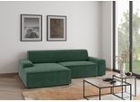 Ecksofa TRENDMANUFAKTUR "Graz, wahlweise mit Sitzvorschub und Bettkasten, L-Form, Breite 246 cm", grün (dunkelgrün), B:246cm H:73cm T:162cm, 92% Polyester, 8% Polyamid, Sofas, Ecksofa, in Cord-, haustierfreundlichem LEO Struktur- oder LUMOS-3D-Bezug