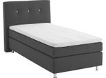 Boxspringbett, grau (charcoal), B:105cm L:210cm, Bezug Bett: Feinstruktur 100% Polyester;Bezug Bonnell-Federkernmatratze: 100% Polyester;Bezug Kaltschaummatratze: 100% Polyester;Bezug Tonnentaschenfederkernmatratze: 80% Baumwolle, 20%Polyester;Topper: Komfortschaum mit Bezug 100% Polyester, WESTFALIA SCHLAFKOMFORT, Komplettbetten, Boxspringbett, mit Topper