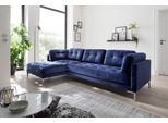 Ecksofa TRENDS BY HG "Landau L-Form", blau, B:275cm H:75cm T:158cm, Sofas, Ecksofa, in Cord-Stoff mit Metallfuß