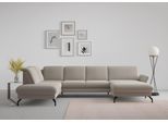 Wohnlandschaft SIT & MORE "Fashion U-Form", braun (latte), B:338cm H:84cm T:207cm, Sofas, Wohnlandschaft, wahlweise mit Kopfteilverstellung, Vorziehsitz, motorisch, Metallfüße