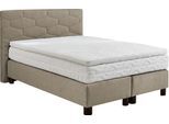 Boxspringbett, beige (sand), B:155cm L:210cm, Bezug: 100% Polyester, WESTFALIA SCHLAFKOMFORT, Komplettbetten, Boxspringbett, wahlweise mit Topper