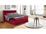 Boxspringbett HOME AFFAIRE "Elegance", rot, B:181cm L:210cm, Samtoptik (100% Polyester);Struktur (100% Polyester), Komplettbetten, Boxspringbett, mit schöner Knopfheftung, in den Härtegraden H2 & H3, inkl. Schubladen