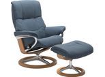 Fußhocker STRESSLESS "Mayfair", blau (sparrow blau paloma), B:55cm H:41cm T:39cm, Leder BATICK: BATICK ist ein leicht korrigiertes, durchgefärbtes und genarbtes Möbelleder, bei dem die meisten Unebenheiten und Spuren in der Regel entfernt wurden.;Leder PALOMA: PALOMA ist ein durchgefärbtes Semianilin-Möbelleder mit natürlicher Narbung.;ROHLEDER Stoff Q2 FARON: Ein fester zuverlässiger Bouclé mit e