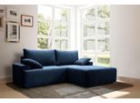 Ecksofa EXXPO - SOFA FASHION "Orinoko, aktuelles Design und hoher Sitzkomfort, L-Form", blau (navy), B:240cm H:92cm T:177cm, Sofas, Ecksofa, inkl. Bettfunktion und Bettkasten, schöne Farben im angesagten Cord